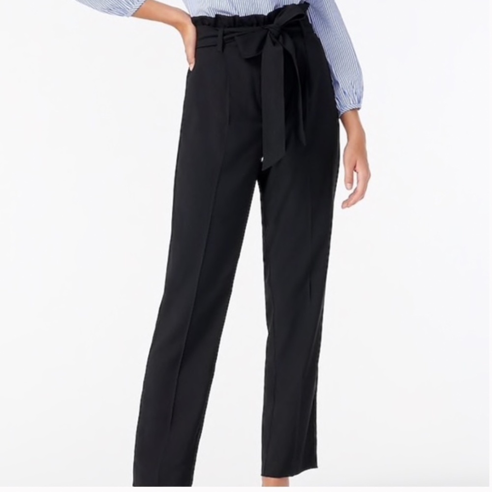 J. Crew Black Wide Leg High Rise Wait Tie Bag Pants (sz 2)